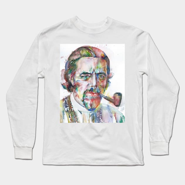 ALAN WATTS watercolor portrait .8 Long Sleeve T-Shirt by lautir